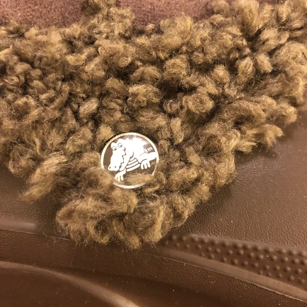 CROCS Dark Brown Fuzzy Lined Boots - Picture 6 of 8